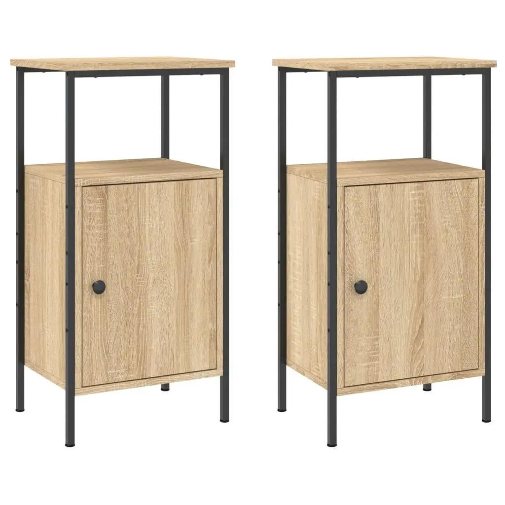 Bedside Cabinets Industrial Nightstand 41x31x80 cm Brown 2 Piece Engineered Wood