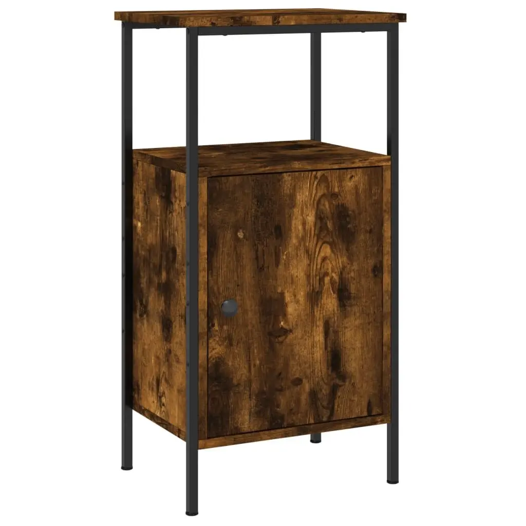 Bedside Tables Industrial Style Storage 2 Piece Brown Smoked Oak Engineered Wood