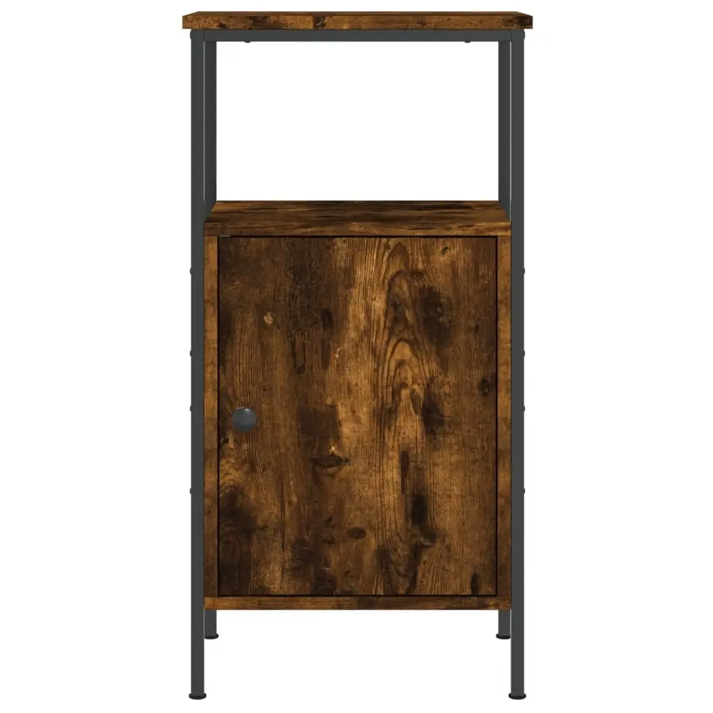 Bedside Tables Industrial Style Storage 2 Piece Brown Smoked Oak Engineered Wood