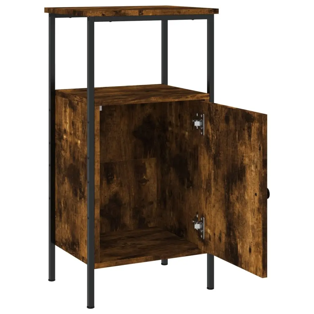 Bedside Tables Industrial Style Storage 2 Piece Brown Smoked Oak Engineered Wood