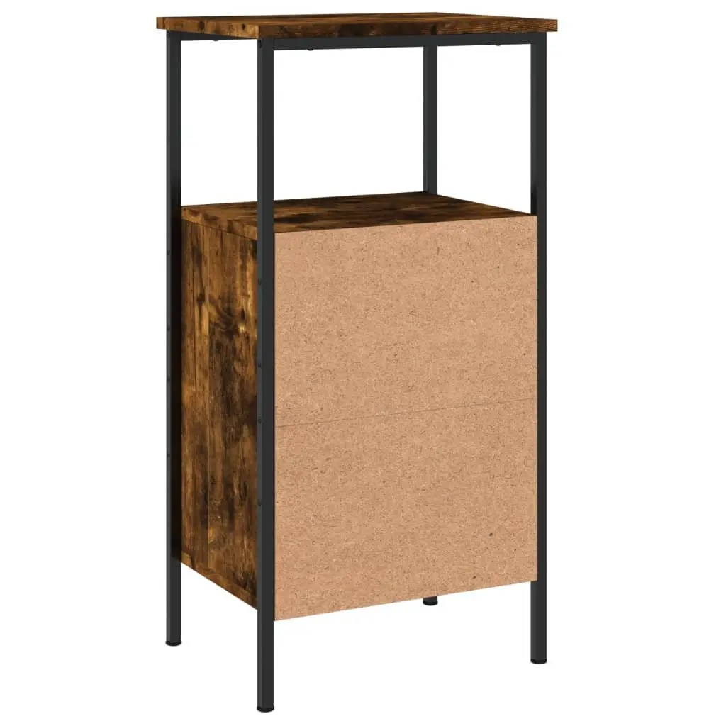 Bedside Tables Industrial Style Storage 2 Piece Brown Smoked Oak Engineered Wood