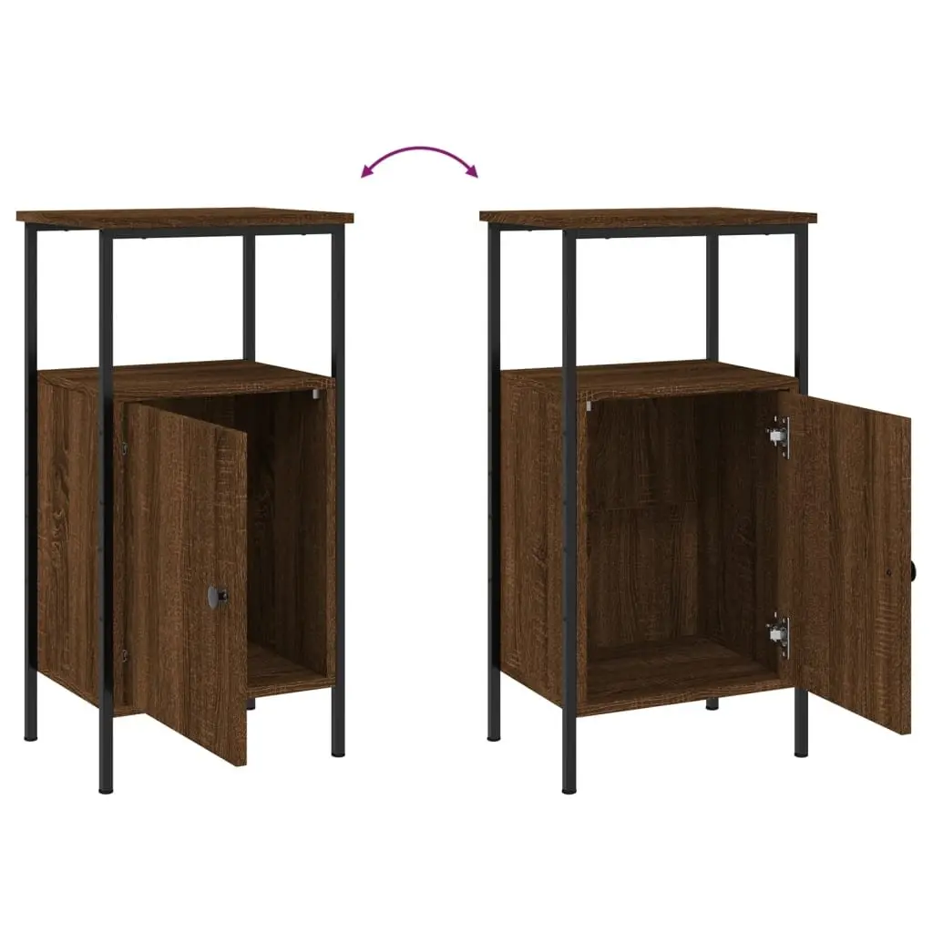 Bedside Cabinets 2 pcs Brown Oak Industrial Style Storage Nightstand 41x31x80cm