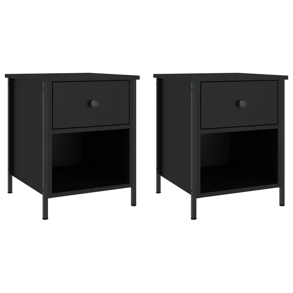 Bedside Cabinets Storage Nightstand 40x42x50 cm Black 2 Piece