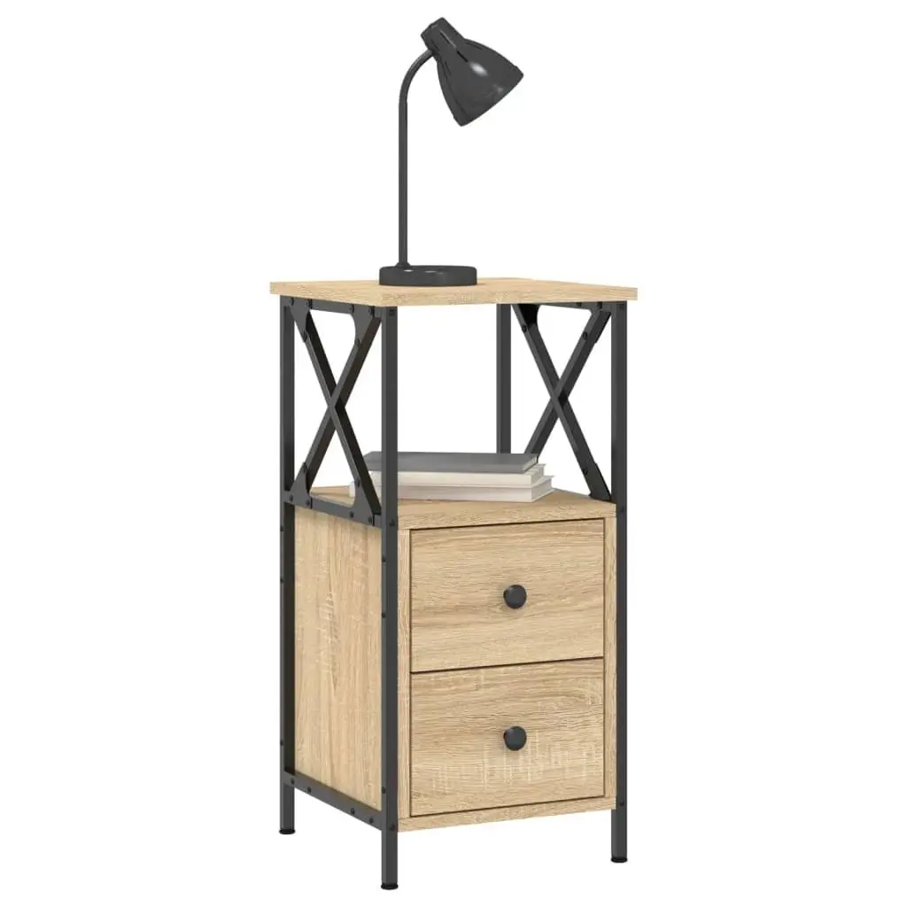 Bedside Cabinets Storage 34x35.5x70 cm Brown 2 Piece Engineered Wood