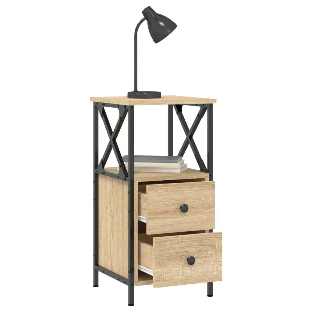 Bedside Cabinets Storage 34x35.5x70 cm Brown 2 Piece Engineered Wood