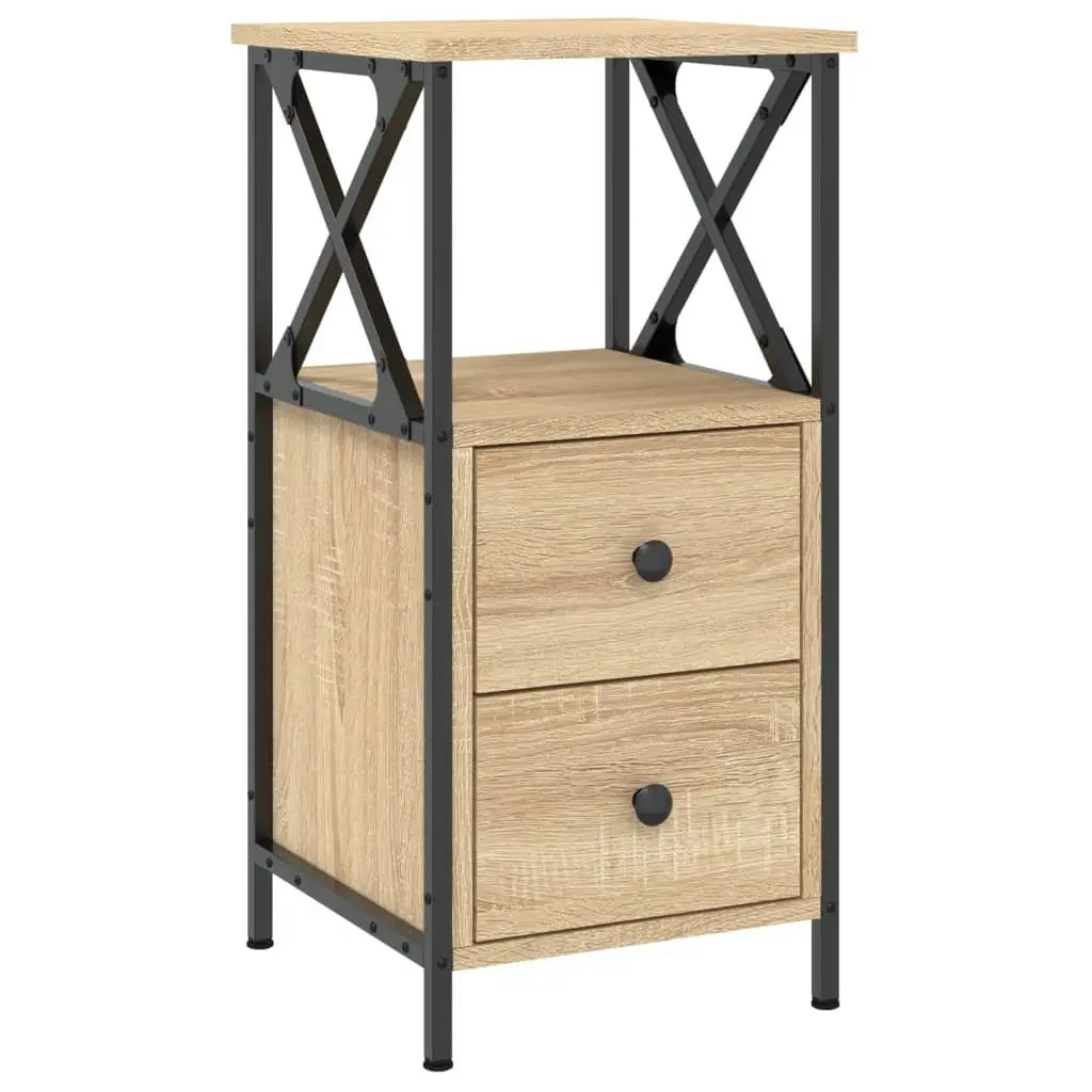 Bedside Cabinets Storage 34x35.5x70 cm Brown 2 Piece Engineered Wood