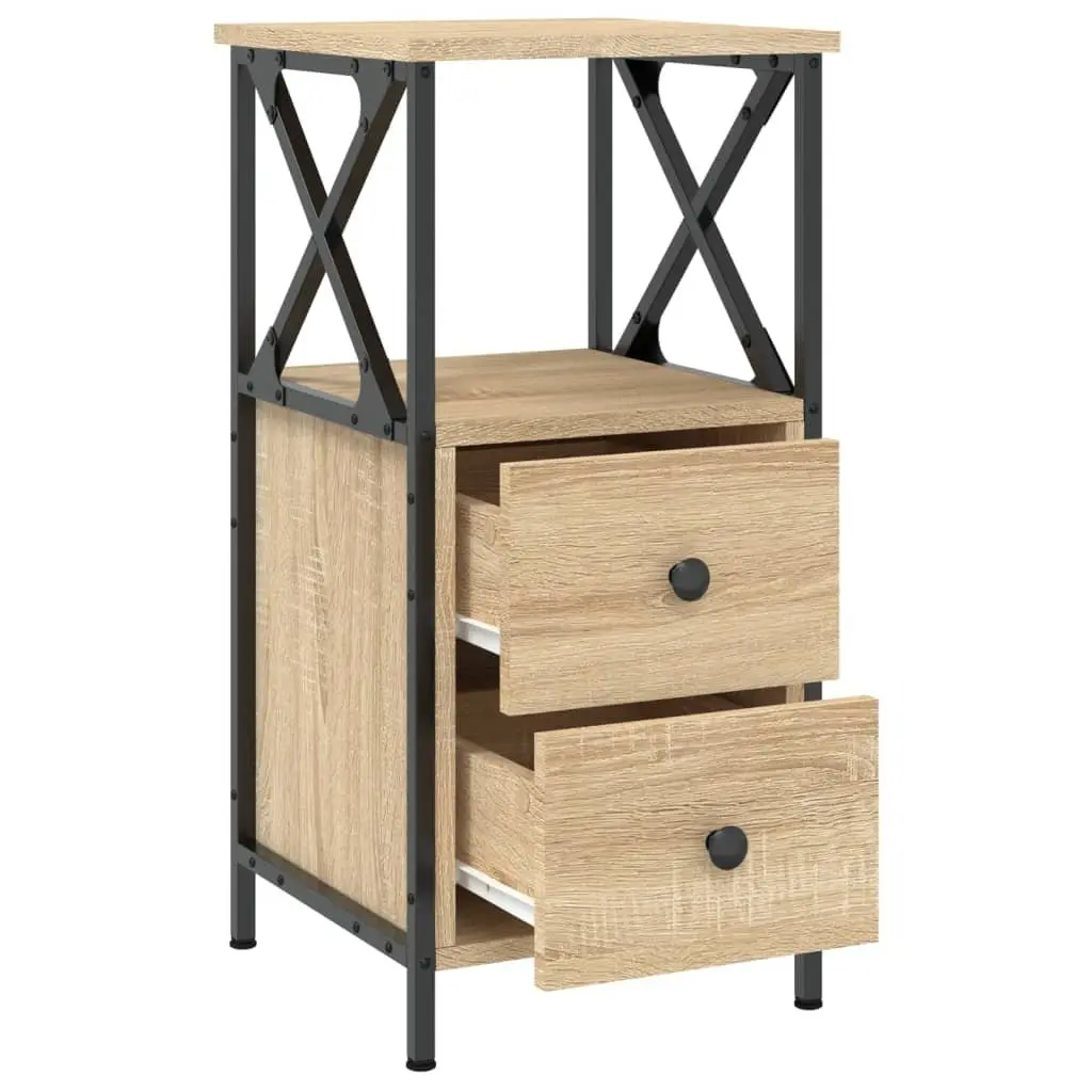 Bedside Cabinets Storage 34x35.5x70 cm Brown 2 Piece Engineered Wood
