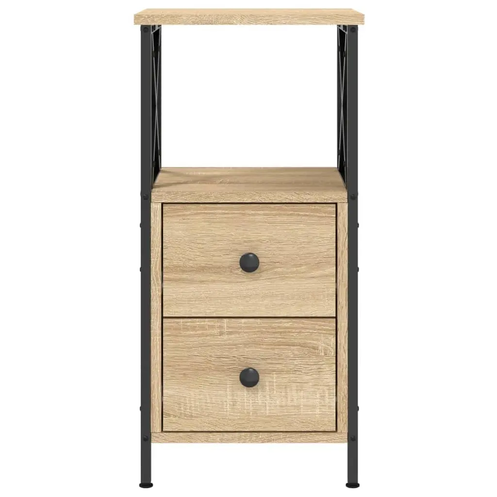 Bedside Cabinets Storage 34x35.5x70 cm Brown 2 Piece Engineered Wood