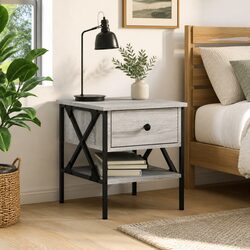 Warm and Practical Grey Sonoma Bedside Table with Storage