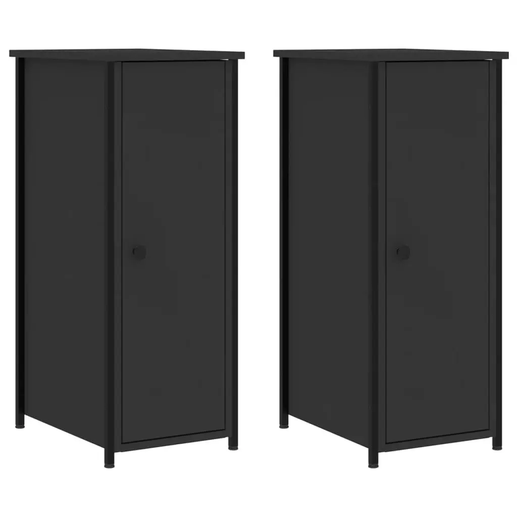 Bedside Cabinets 2 pcs Black 32x42x80 cm Industrial Nightstand Storage