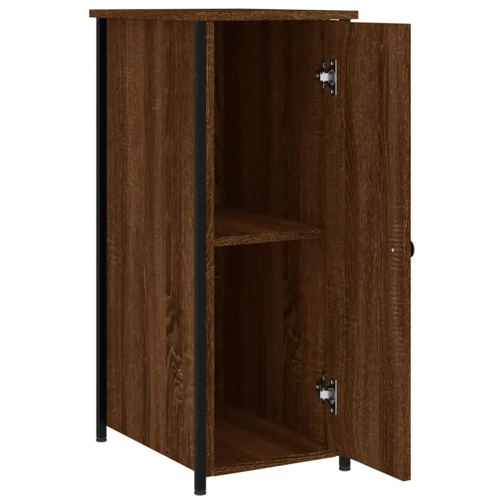 Bedside Cabinet Storage Industrial Style 32x42x80cm Brown Oak Engineered Wood