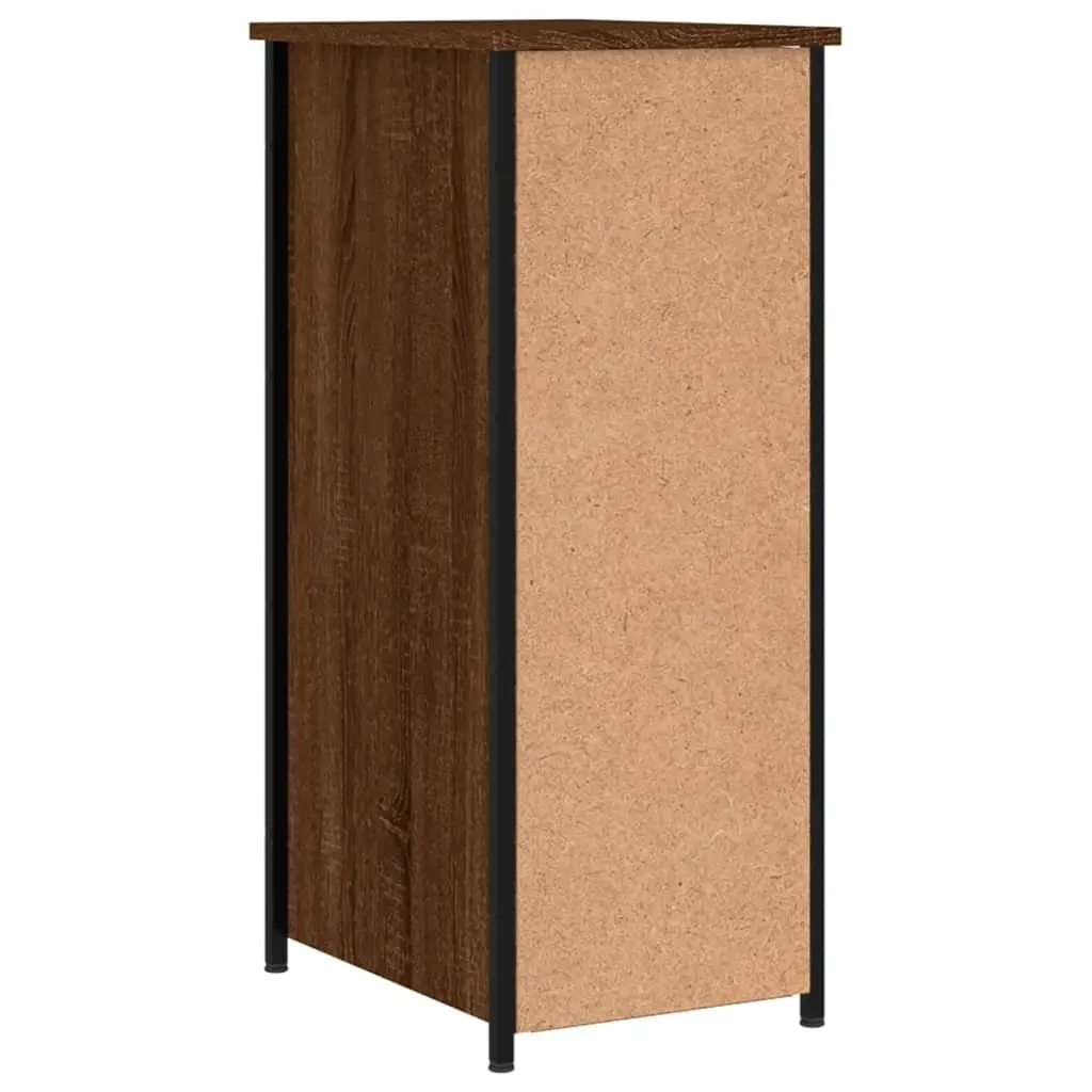 Bedside Cabinet Storage Industrial Style 32x42x80cm Brown Oak Engineered Wood