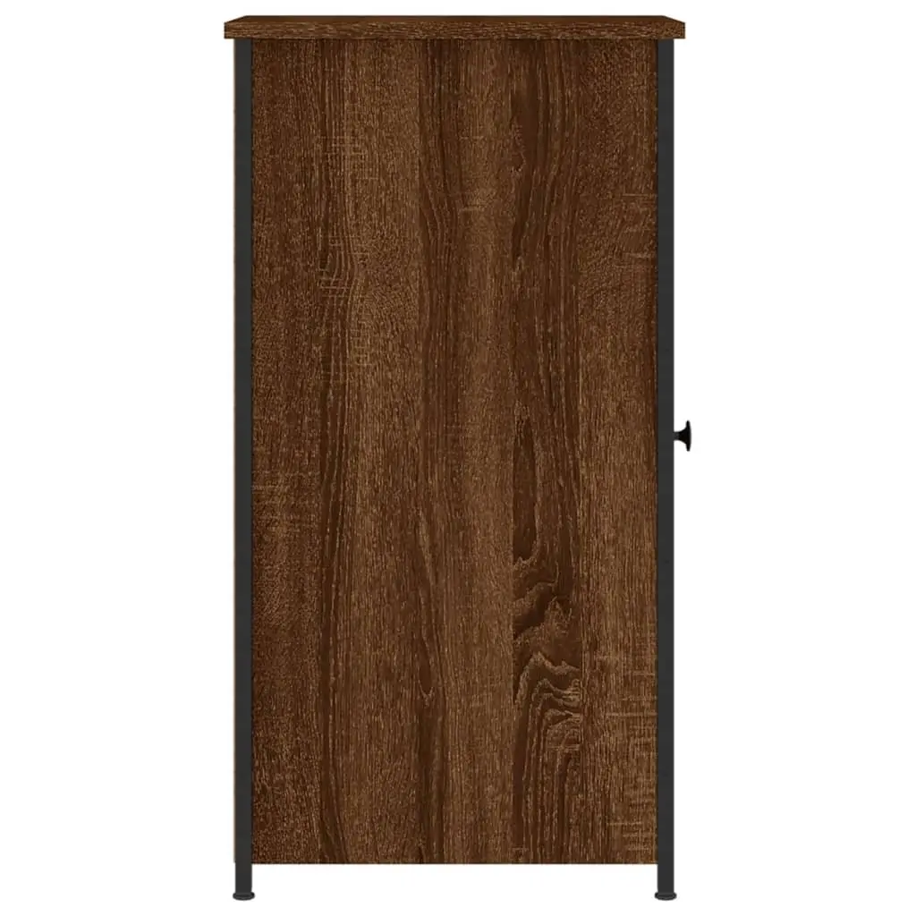 Bedside Cabinet Storage Industrial Style 32x42x80cm Brown Oak Engineered Wood