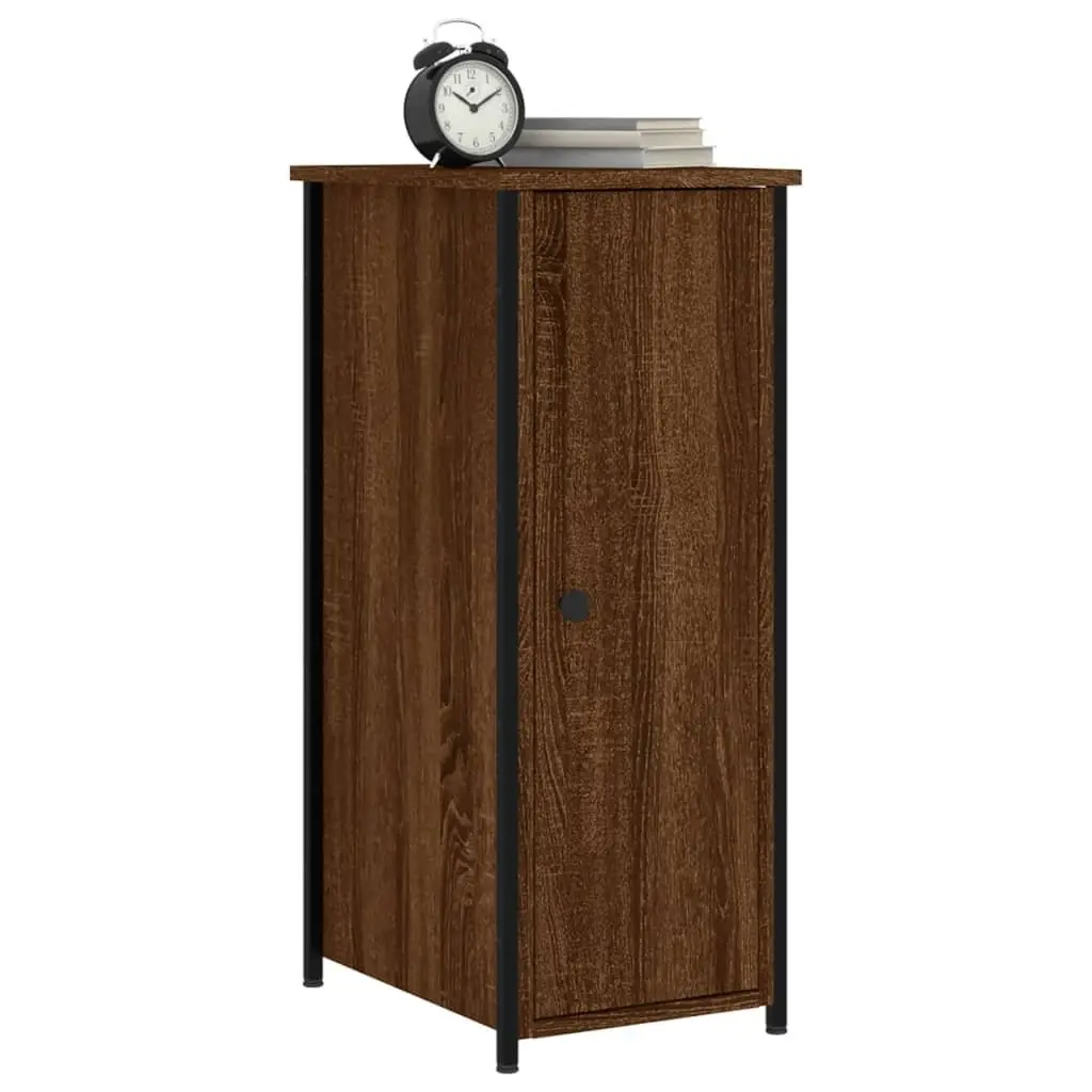 Bedside Cabinet Storage Industrial Style 32x42x80cm Brown Oak Engineered Wood