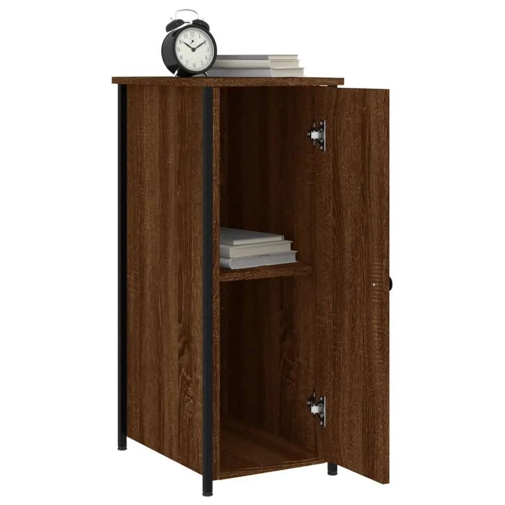 Bedside Cabinet Storage Industrial Style 32x42x80cm Brown Oak Engineered Wood
