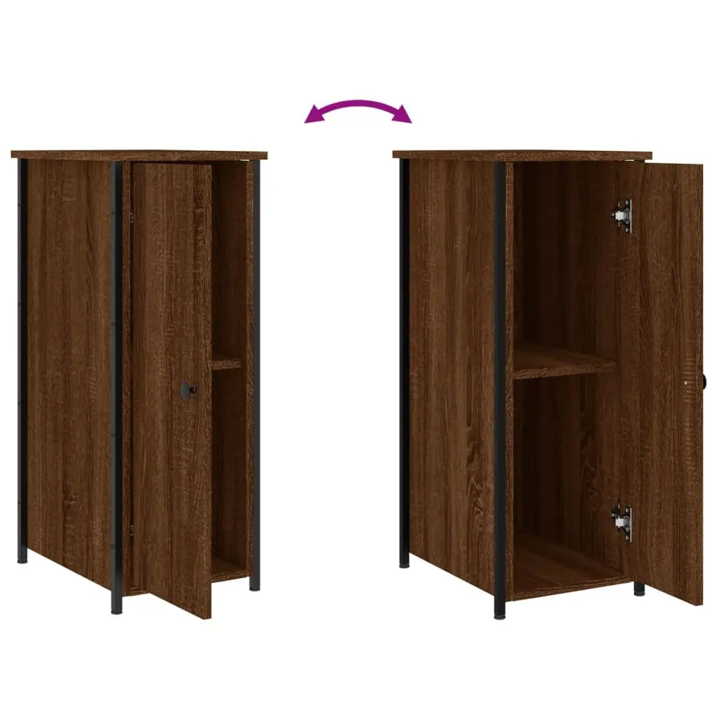 Bedside Cabinet Storage Industrial Style 32x42x80cm Brown Oak Engineered Wood