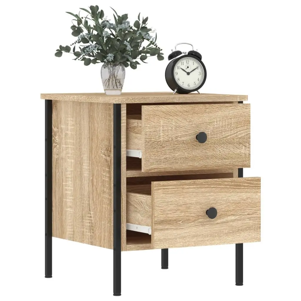 Bedside Cabinets Storage 2 pcs Brown Engineered Wood Side Table with Drawers