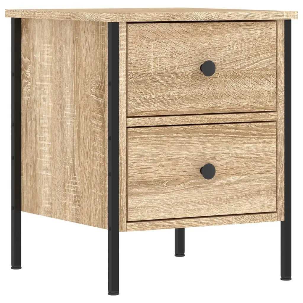Bedside Cabinets Storage 2 pcs Brown Engineered Wood Side Table with Drawers