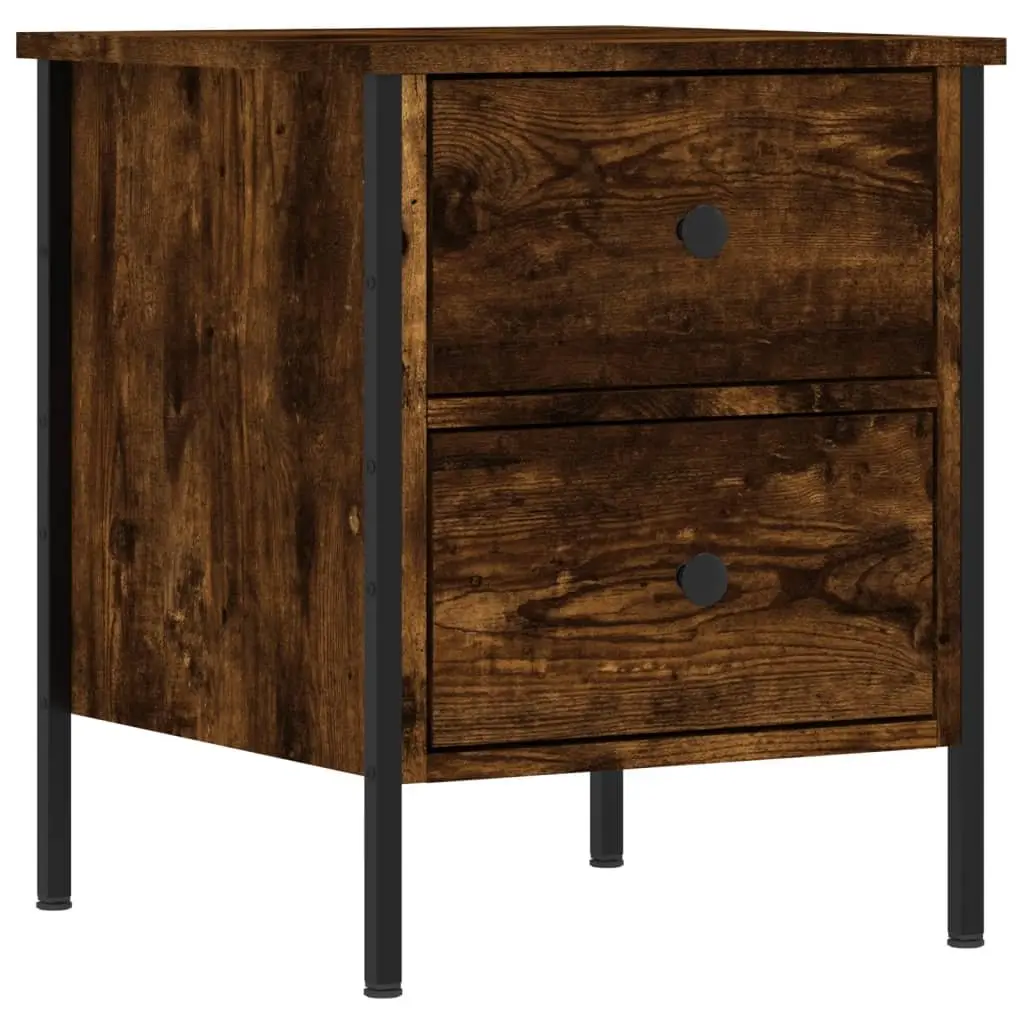 Bedside Cabinets 2 pcs Brown Engineered Wood Side Table Drawers Storage