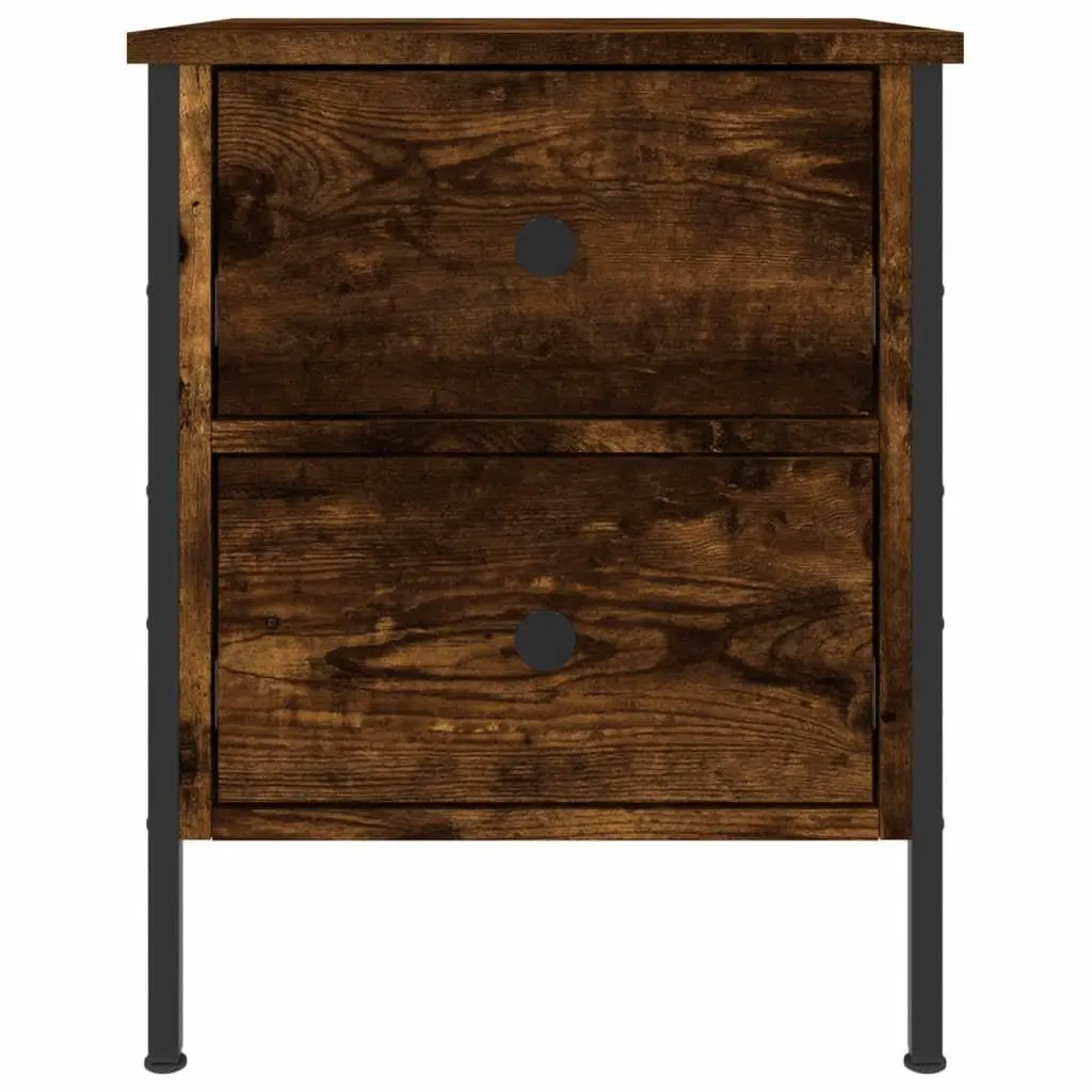 Bedside Cabinets 2 pcs Brown Engineered Wood Side Table Drawers Storage