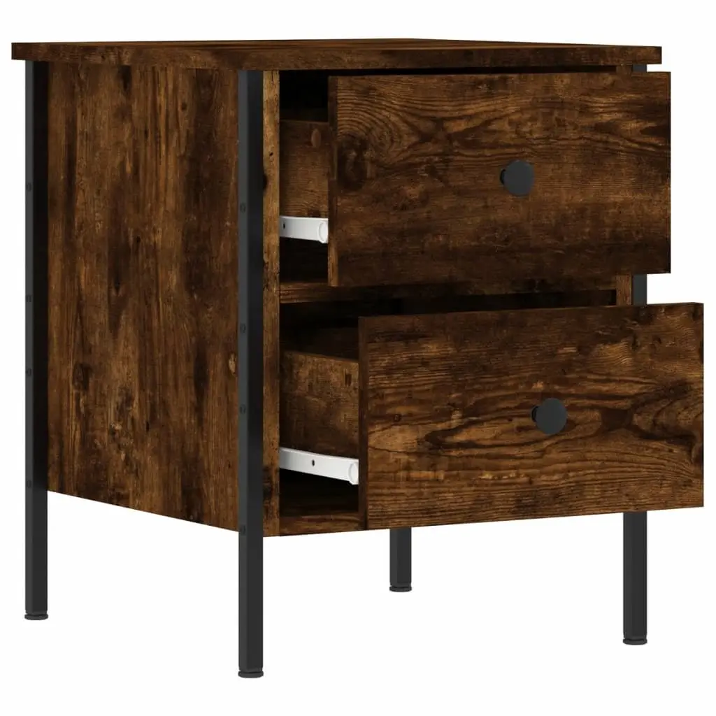 Bedside Cabinets 2 pcs Brown Engineered Wood Side Table Drawers Storage