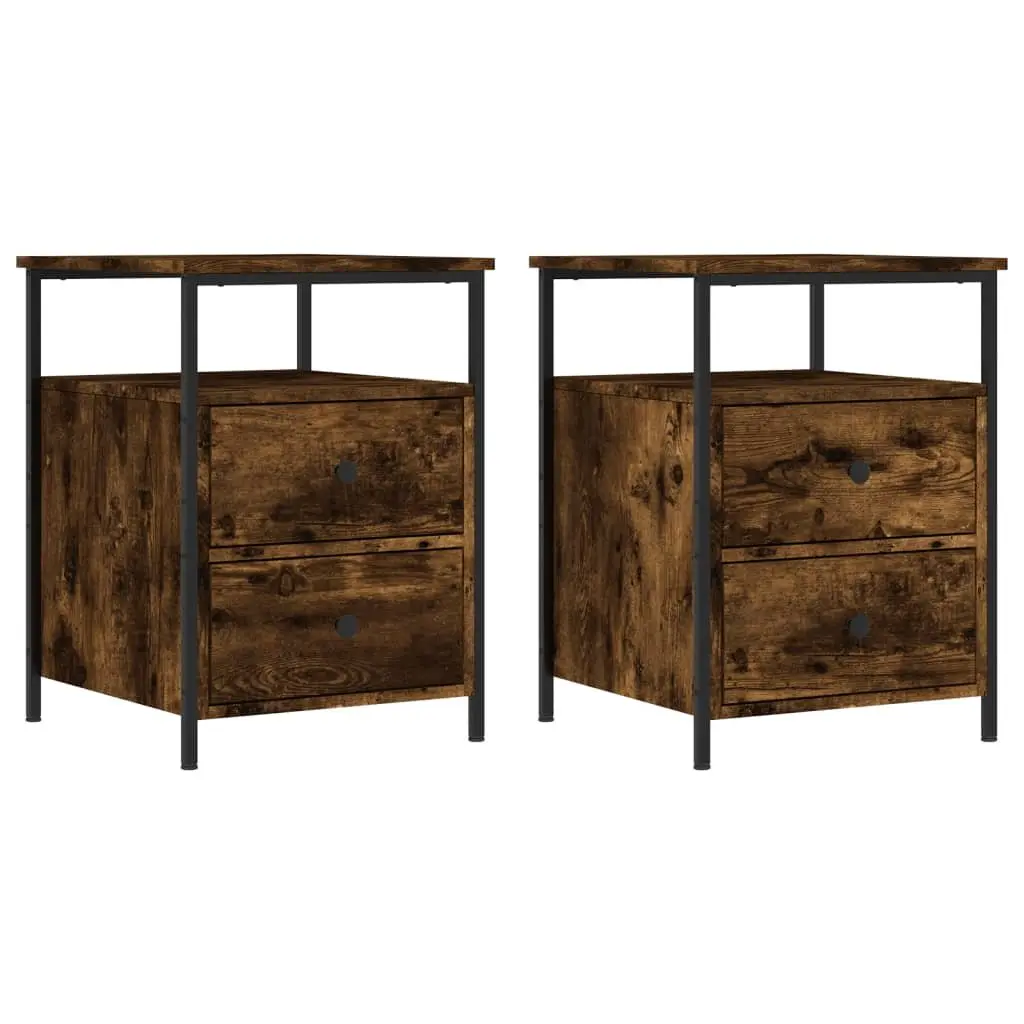 Bedside Cabinets 2 pcs Storage Nightstands 44 x 45 x 60 cm Brown Engineered Wood