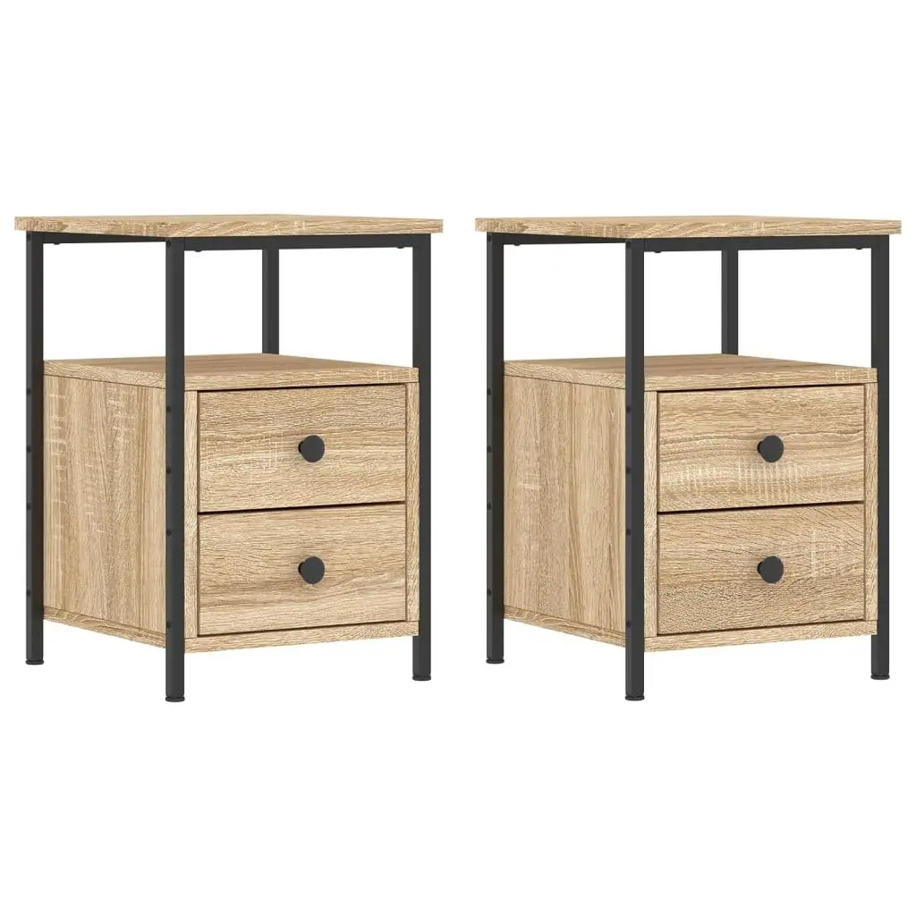Bedside Cabinets Storage Nightstand 2 pcs Brown Engineered Wood