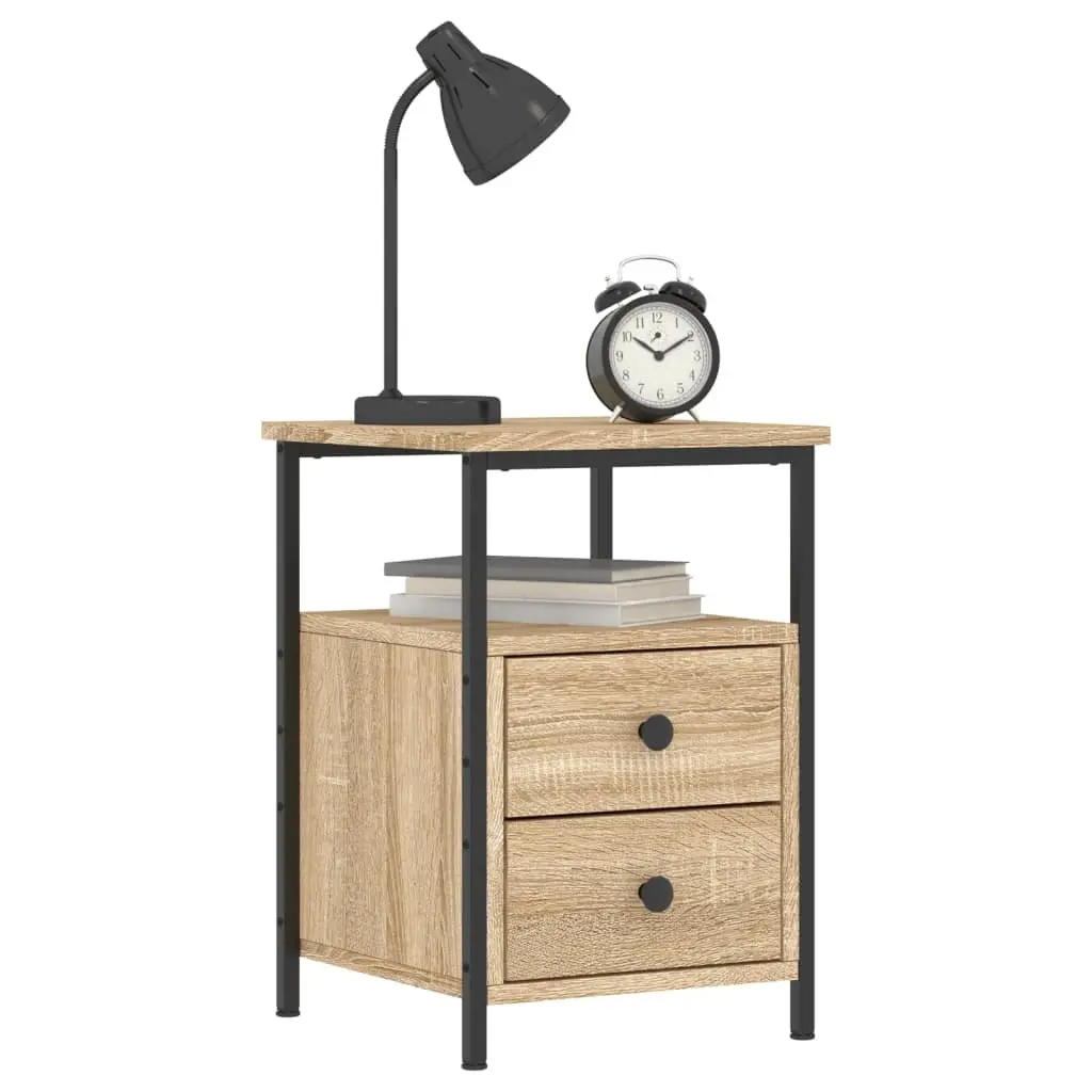Bedside Cabinets Storage Nightstand 2 pcs Brown Engineered Wood