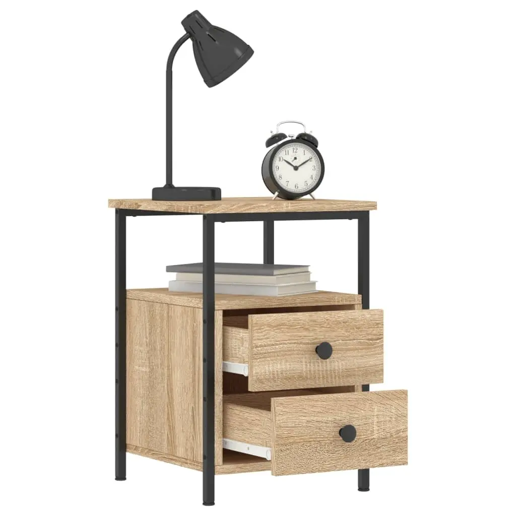 Bedside Cabinets Storage Nightstand 2 pcs Brown Engineered Wood