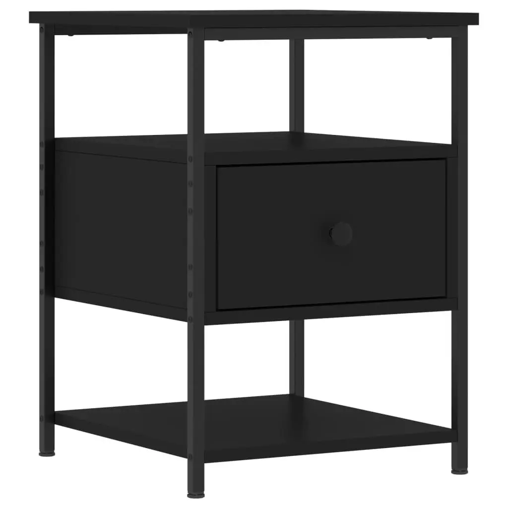Black Bedside Tables for Bedroom Storage 40x42x56cm Set of 2