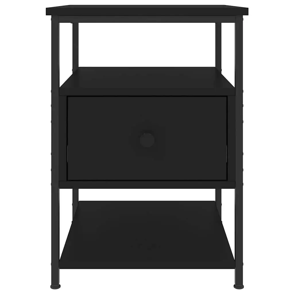Black Bedside Tables for Bedroom Storage 40x42x56cm Set of 2