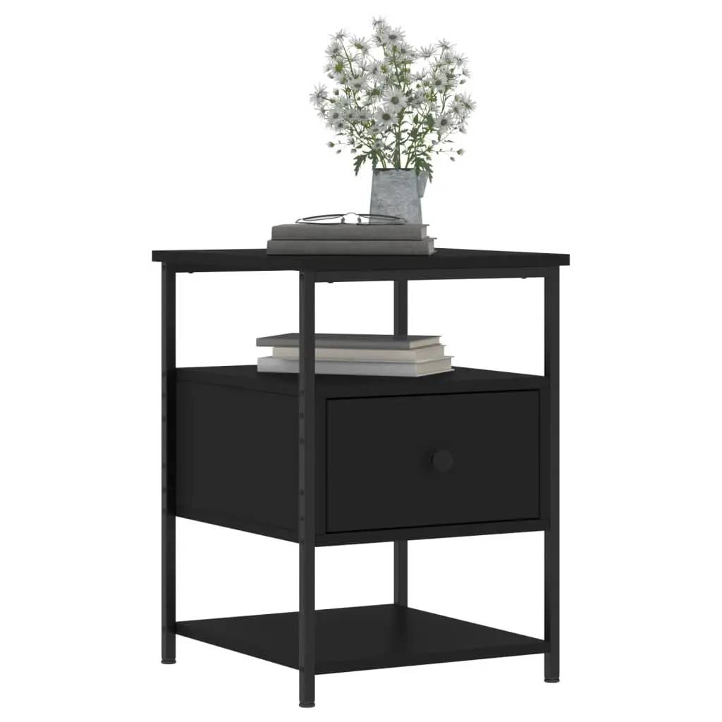 Black Bedside Tables for Bedroom Storage 40x42x56cm Set of 2