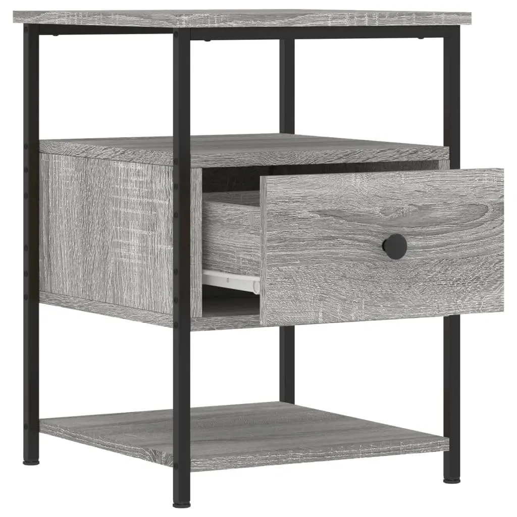 Bedside Cabinet 2 pcs Grey 40x42x56 cm Storage Nightstand Table Bedroom