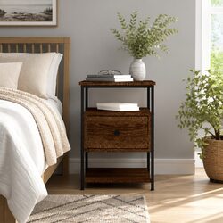Bedside Cabinet Brown Oak 40x42x56 cm Engineered Wood Storage Table Compact