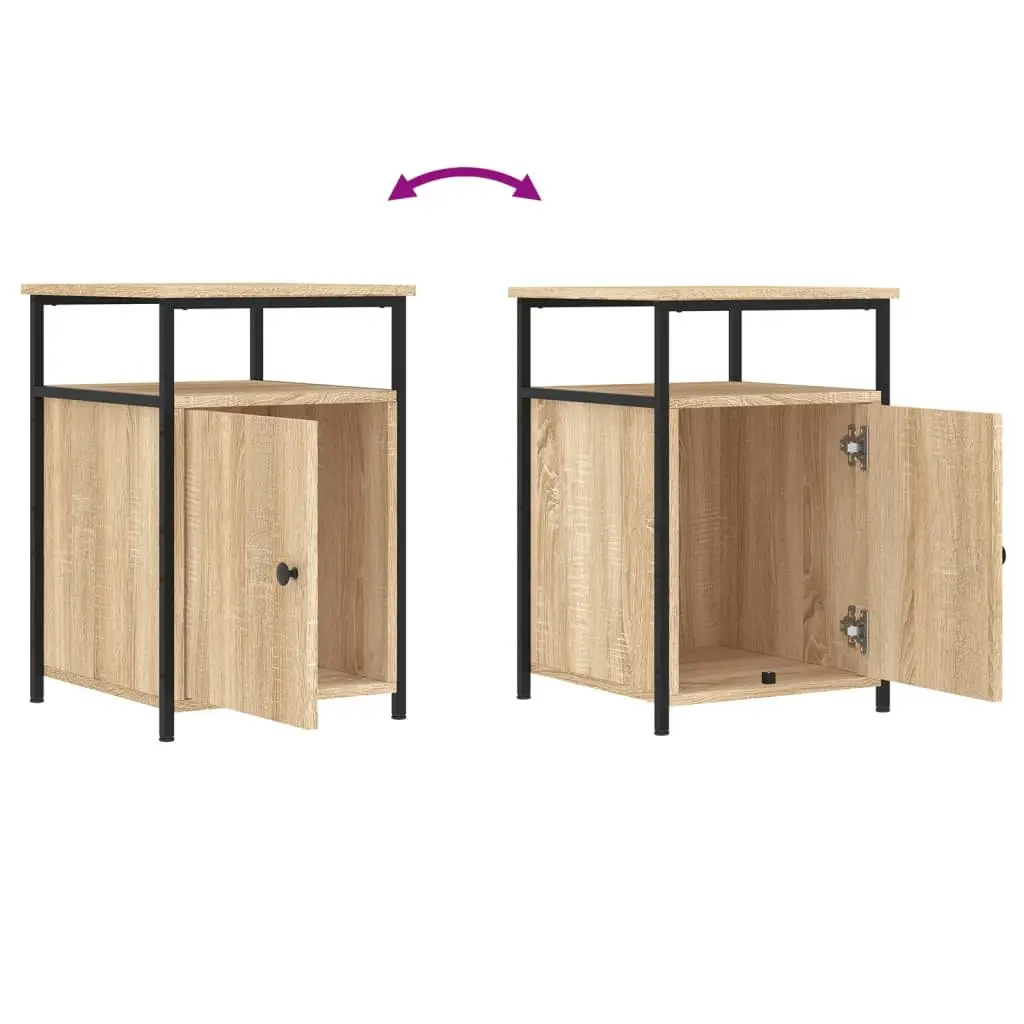 Bedside Cabinets 2 pcs Brown Sonoma Oak Storage Tables Bedroom Nightstands