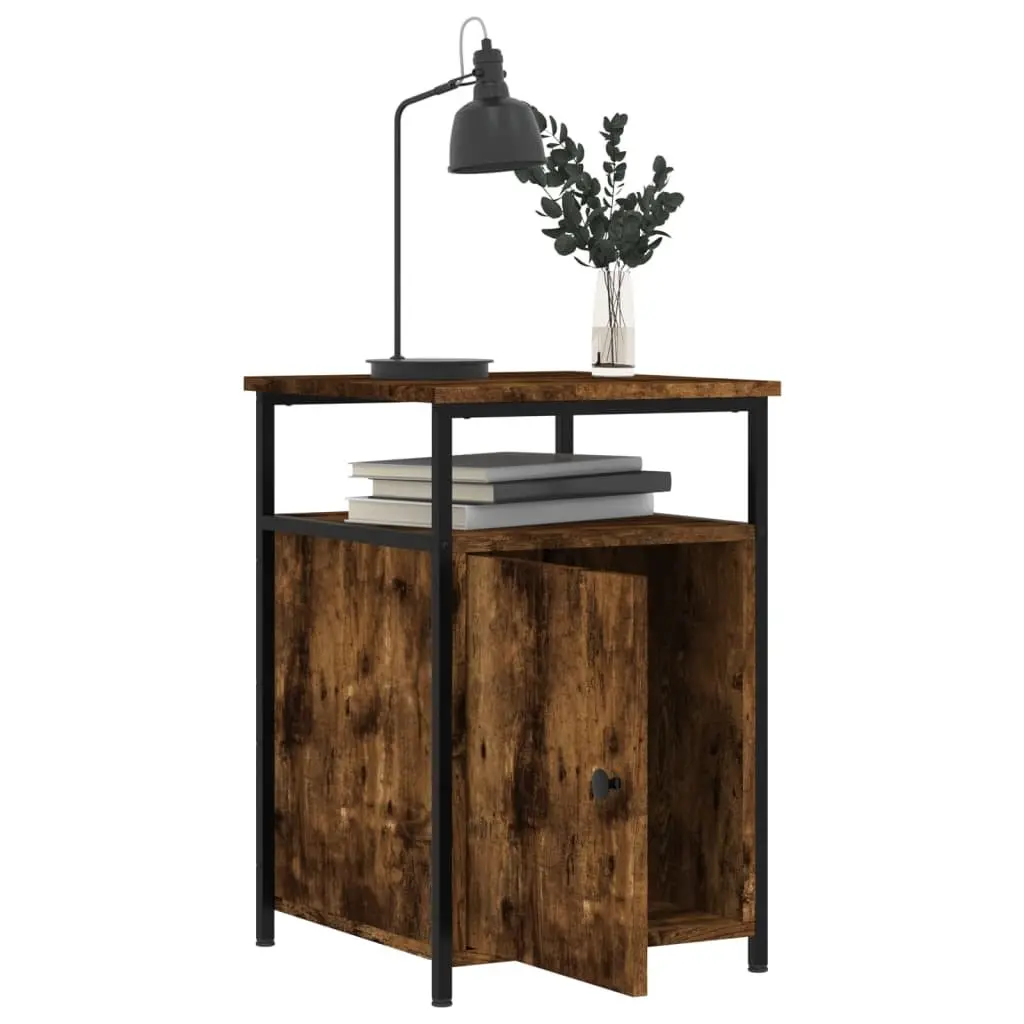 Bedside Cabinet 40x42x60cm Smoked Oak Engineered Wood Storage Side Table 2