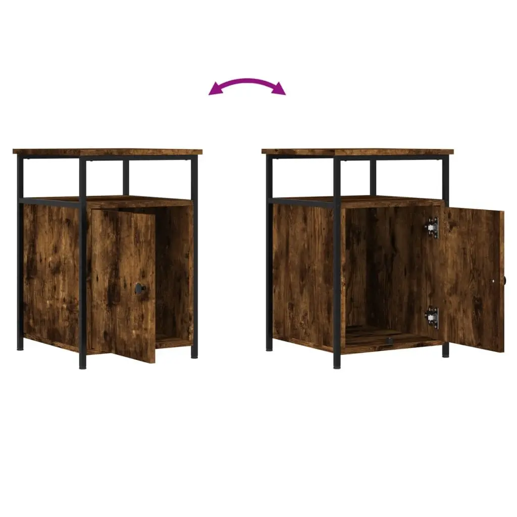 Bedside Cabinet 40x42x60cm Smoked Oak Engineered Wood Storage Side Table 2