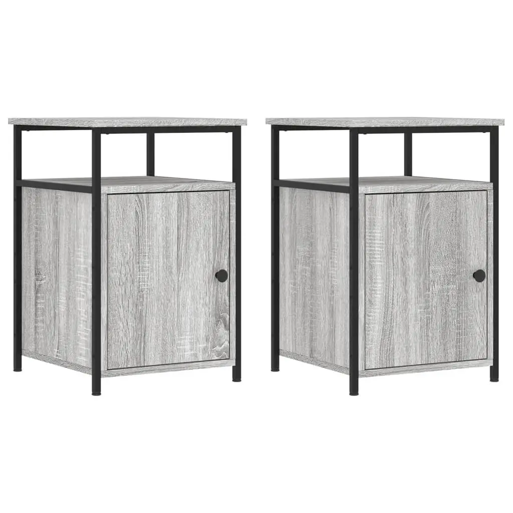 Bedside Cabinets 2 pcs Grey Sonoma Engineered Wood Bedroom Storage Tables