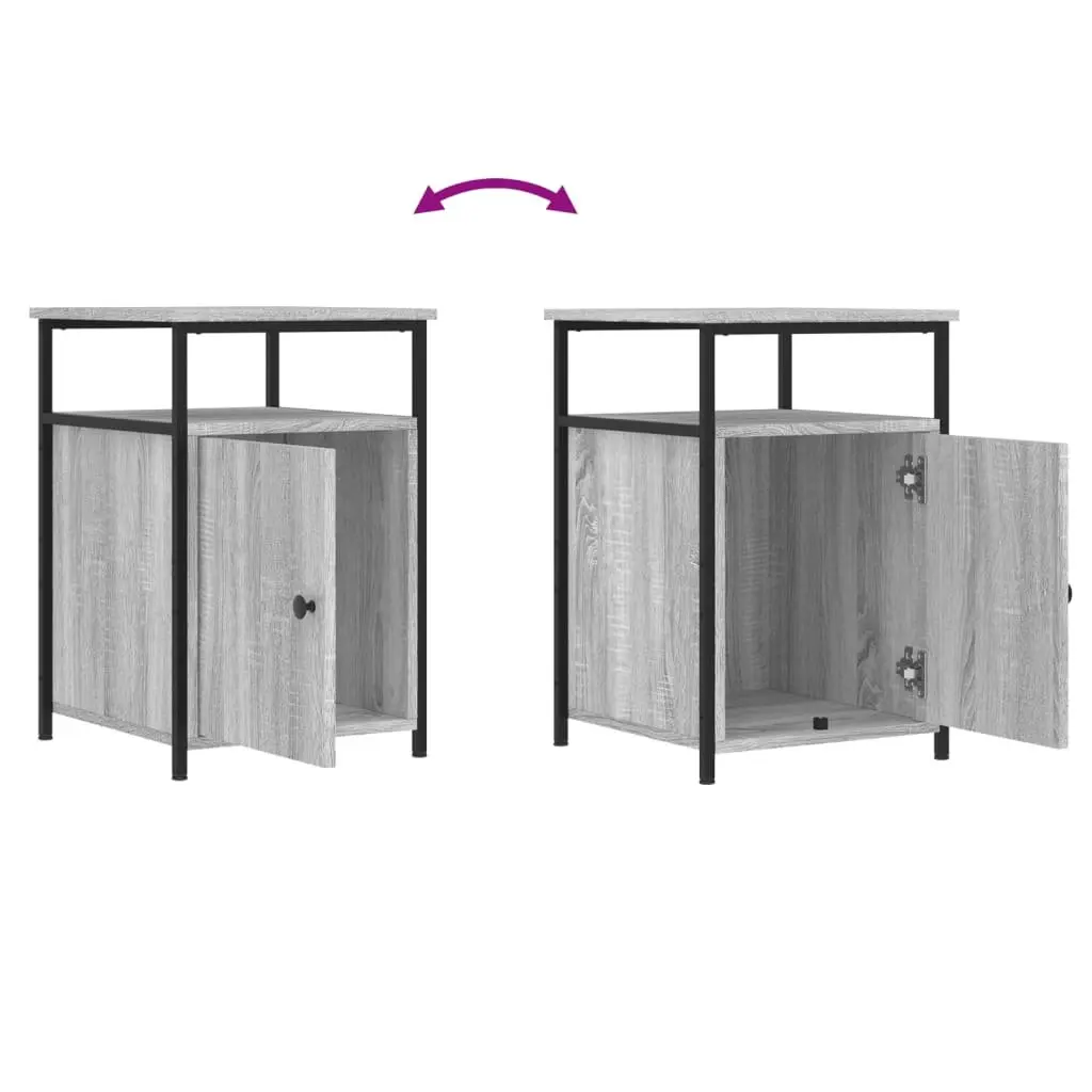 Bedside Cabinets 2 pcs Grey Sonoma Engineered Wood Bedroom Storage Tables