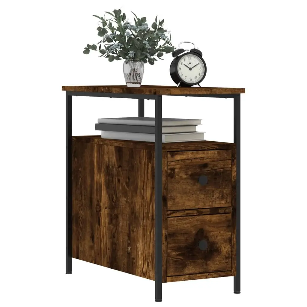 Bedside Cabinets Storage 30x60x60 cm Smoked Oak 2 pcs Engineered Wood