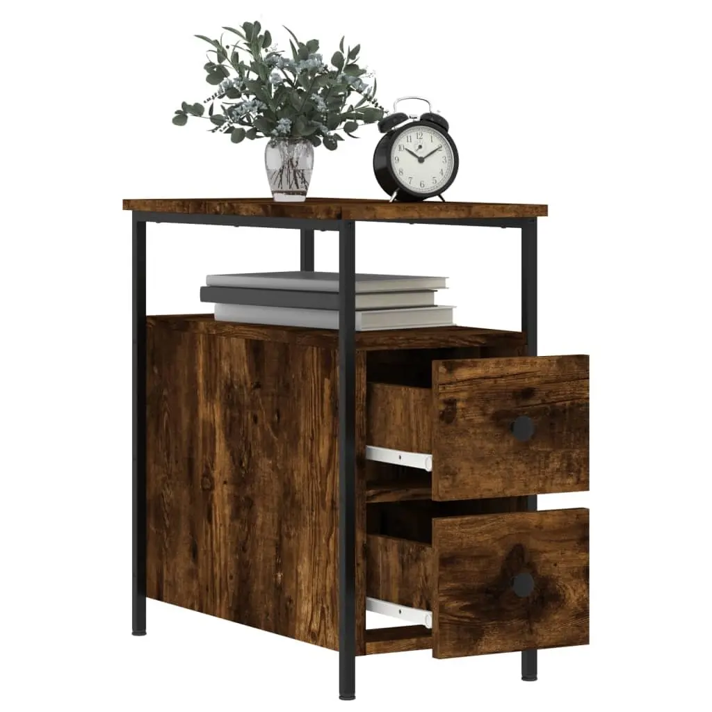 Bedside Cabinets Storage 30x60x60 cm Smoked Oak 2 pcs Engineered Wood