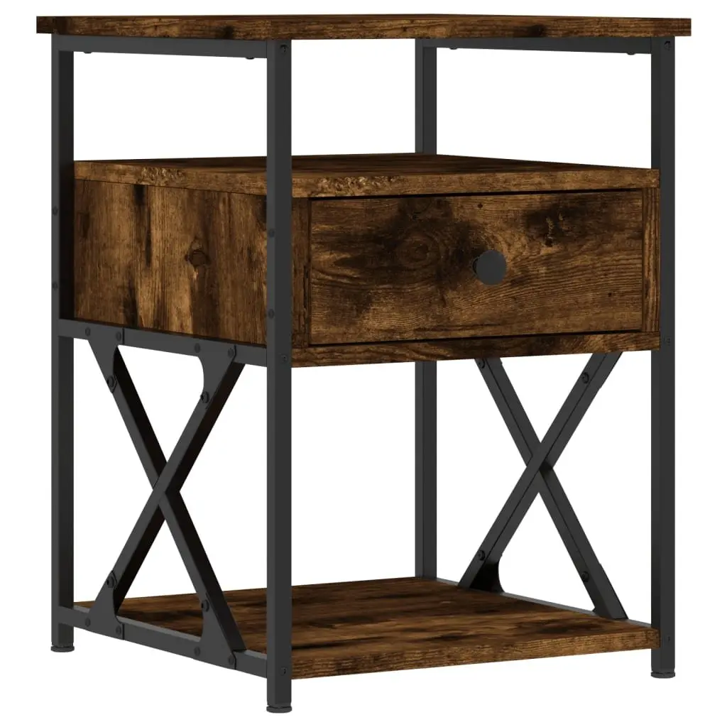 Bedside Cabinets 2 pcs Storage Side Tables Engineered Wood Brown