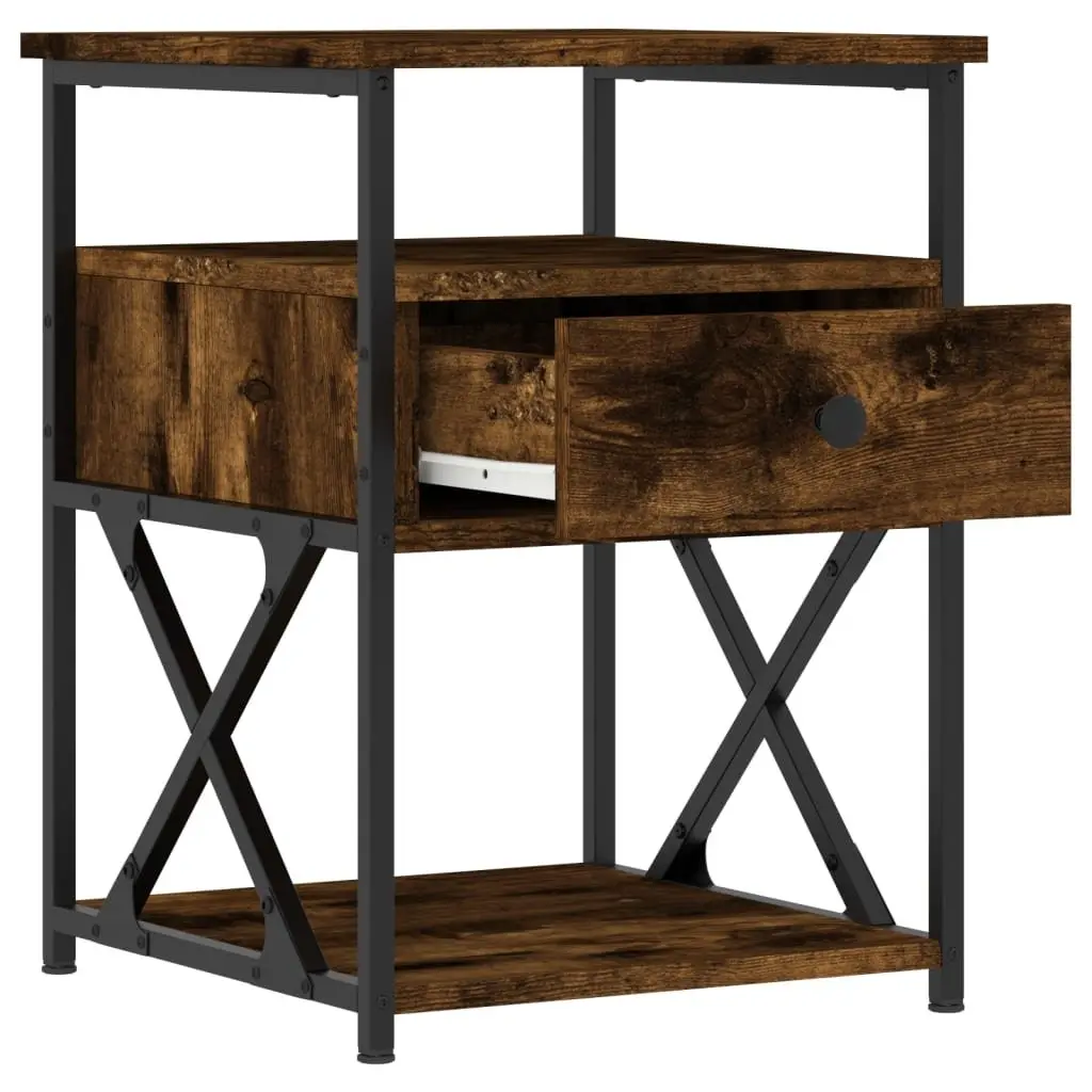 Bedside Cabinets 2 pcs Storage Side Tables Engineered Wood Brown