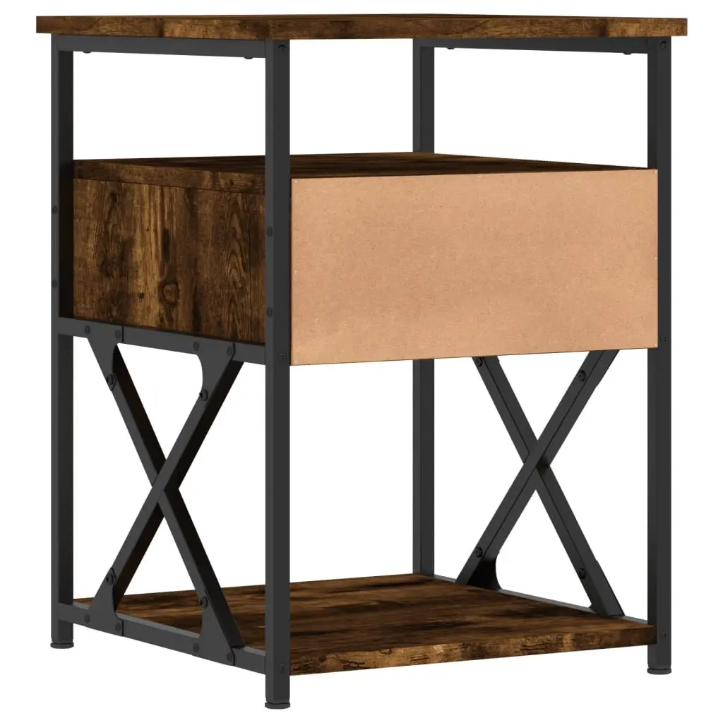 Bedside Cabinets 2 pcs Storage Side Tables Engineered Wood Brown