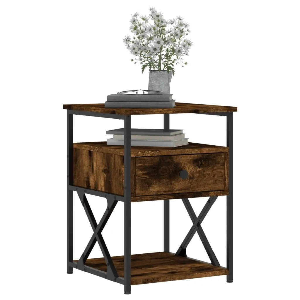 Bedside Cabinets 2 pcs Storage Side Tables Engineered Wood Brown