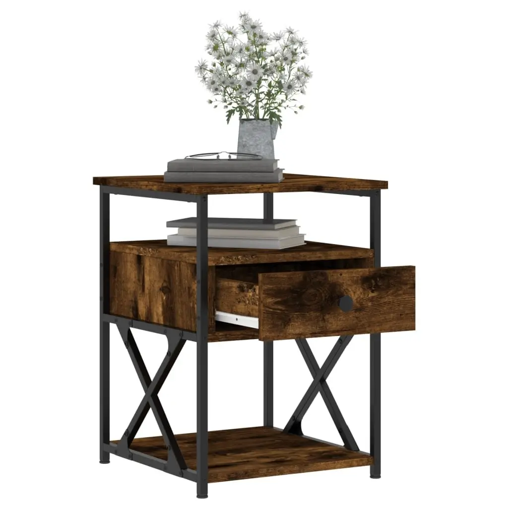 Bedside Cabinets 2 pcs Storage Side Tables Engineered Wood Brown