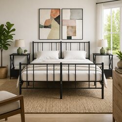 Bedside Tables 2 pcs Black 50x41x65 cm Industrial Style Nightstand Storage