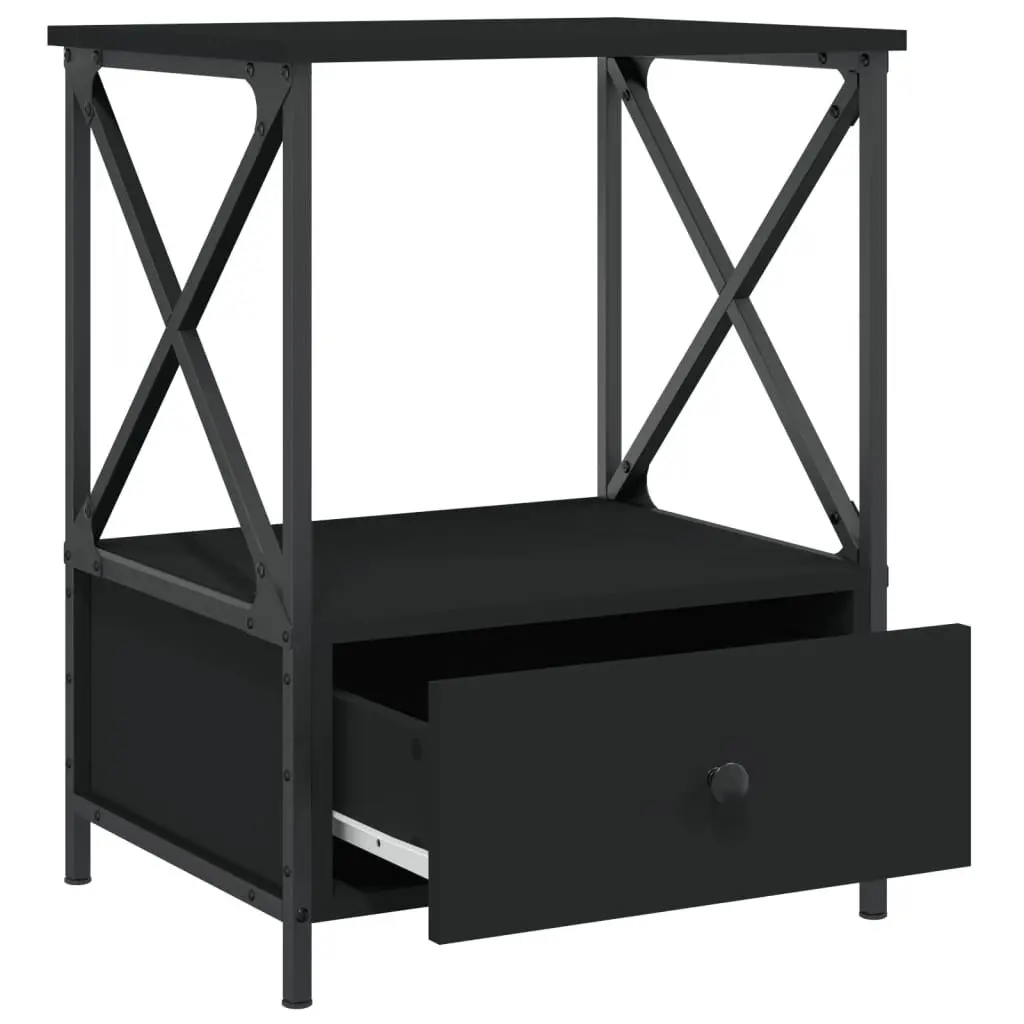 Bedside Tables Industrial Style Nightstand Storage 50x41x65 cm Black 2 pcs