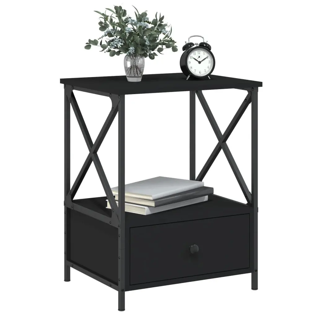 Bedside Tables Industrial Style Nightstand Storage 50x41x65 cm Black 2 pcs