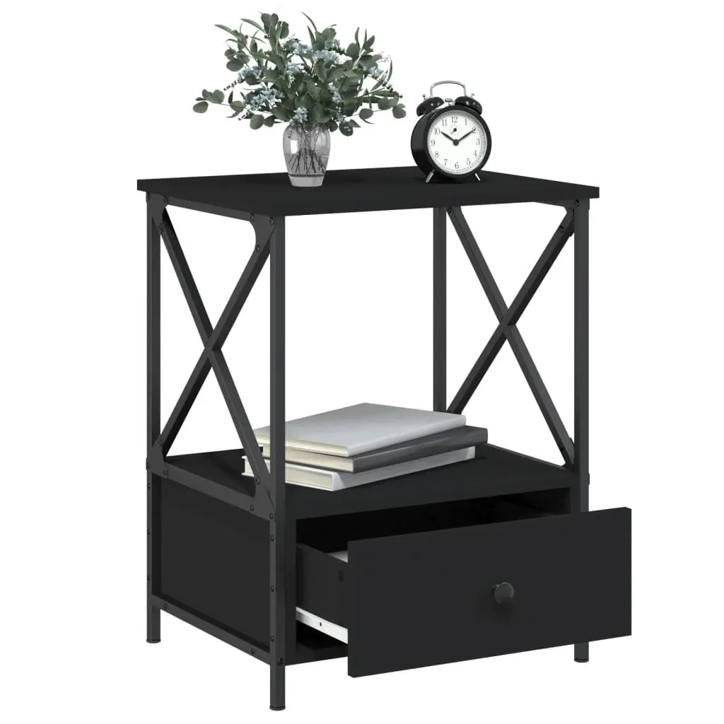 Bedside Tables Industrial Style Nightstand Storage 50x41x65 cm Black 2 pcs